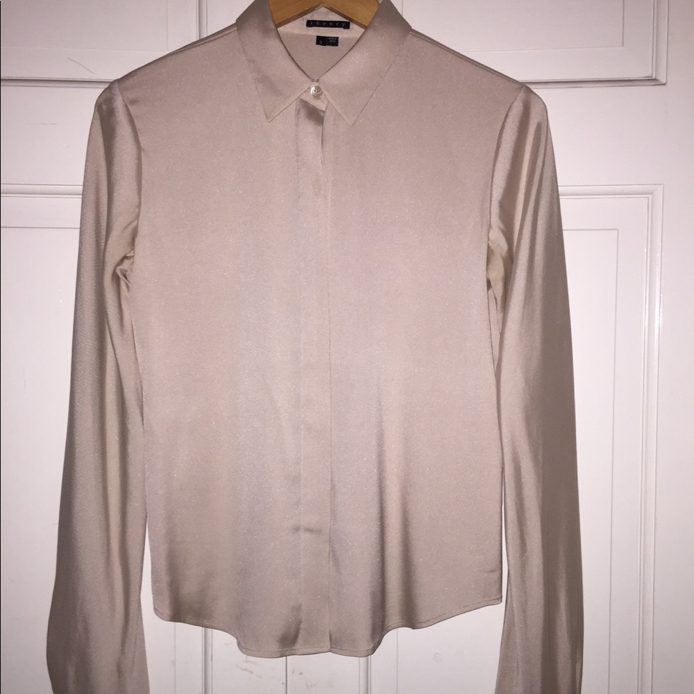 Theory long sleeve silk blouse
